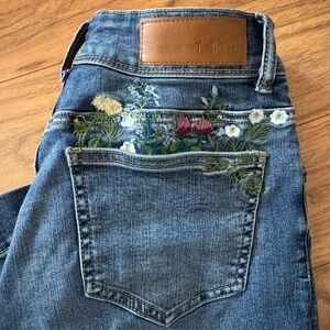 Tin Haul Blue Jeans with Floral Embroidery